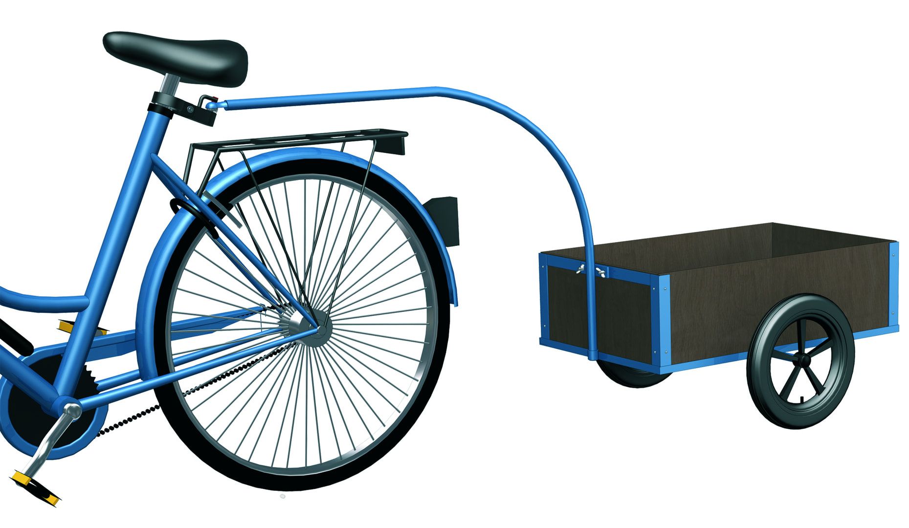 Fahrradanhänger mit Bordwänden - Traglast 150 kg - 765 x 625 x 1.595 mm (HxBxT)