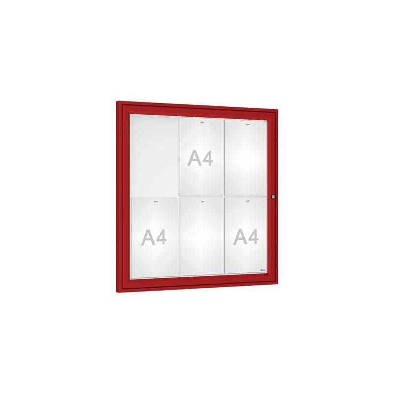 Schaukasten - Einflügeltür - 6xA4 - Querformat - 750 x 750 x 30 mm (HxBxT) - enzianblau - Infokasten - Präsentationsvitrine
