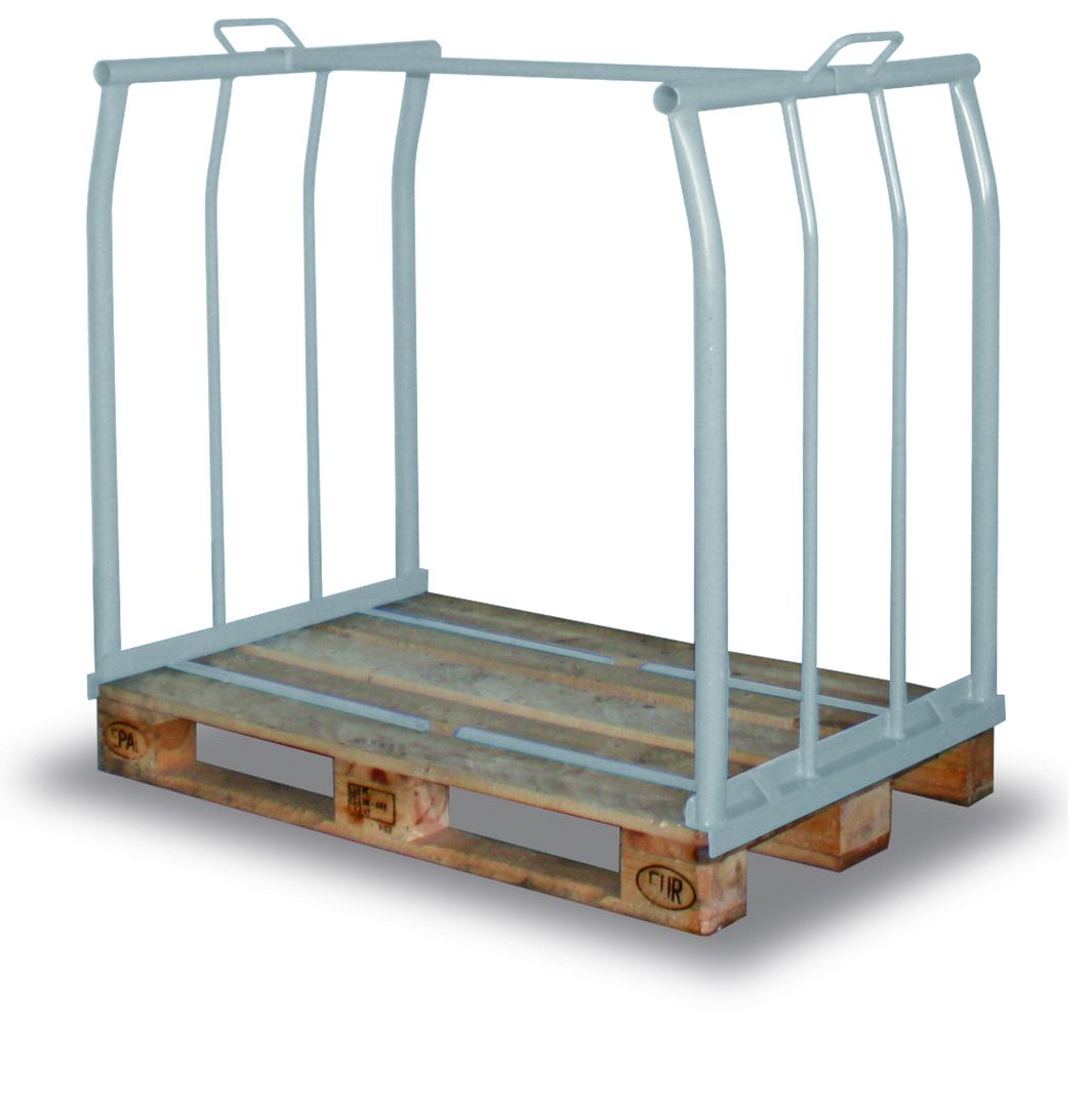 Palettenaufsatzrahmen für Europalette - 300 kg - Höhe 1.200 mm - 3-fach stapelbar - Längsseite offen - lichtblau