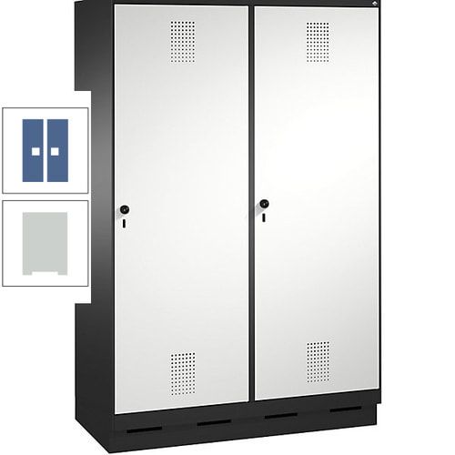 Doppel-Spind, Garderobenschrank, 2 Türen für 4 Abteile a 300 mm, Korpus anthrazitgrau, Türen anthrazitgrau, 1.800 x 1.200 x 500 mm (HxBxT)
