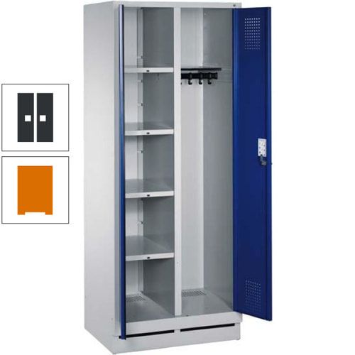 Mehrzweckschrank, Doppeltüren, Füße, 2 Abteile a 300 mm, Korpus anthrazitgrau, Tür anthrazitgrau, 1.800 x 600 x 500 mm (HxBxT)