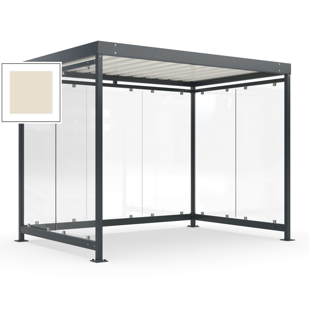 Raucherunterstand, Bausatz, Fahrgastunterstand, Bushaltestelle, 2.510 x 3.180 x 2.165 mm (HxBxT), 7 Wände, Achatgrau