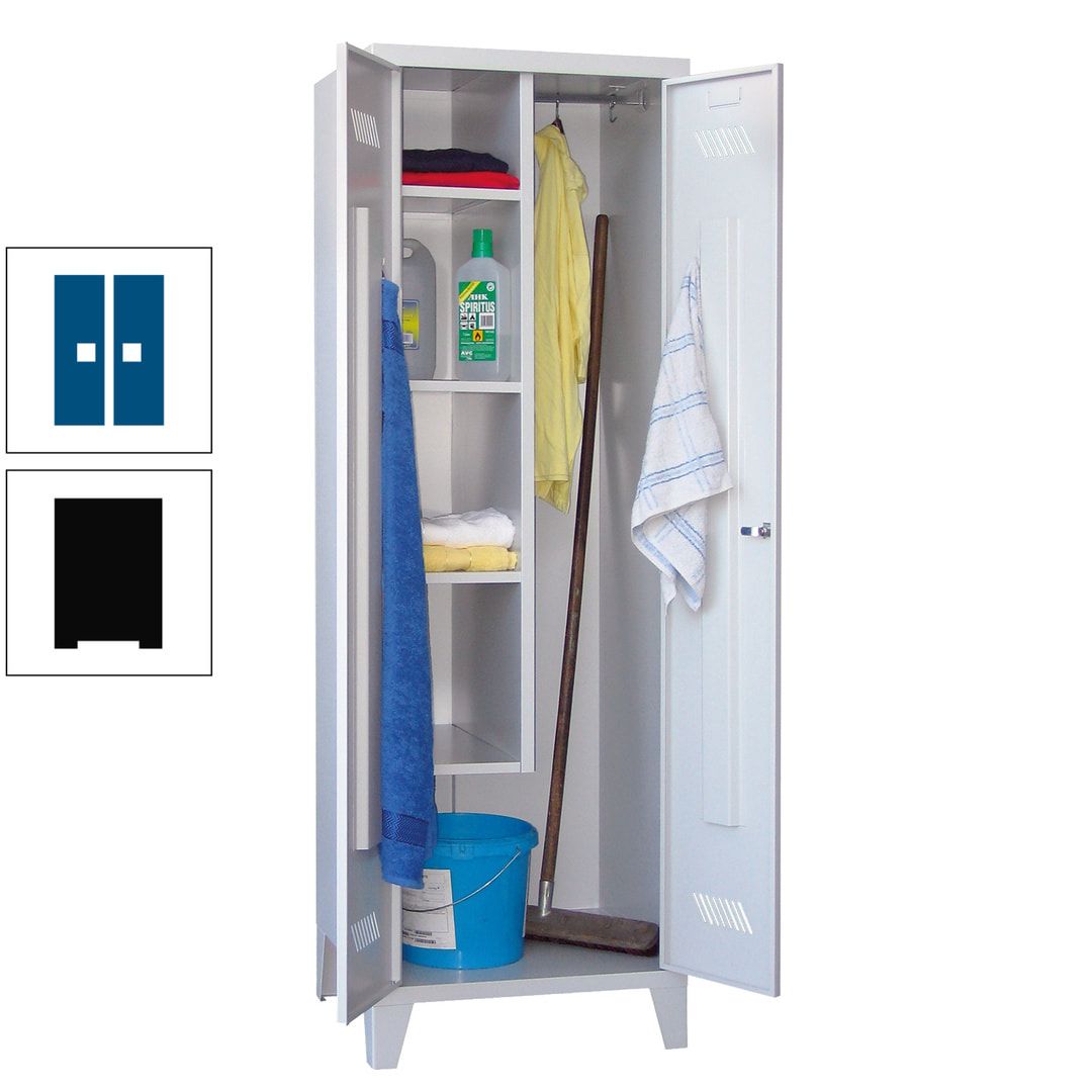 Putzschrank mit Füßen - 1 Abteil mit Trennwand - 1.850x600x500 mm (HxBxT) - Drehriegel - anthrazitgrau