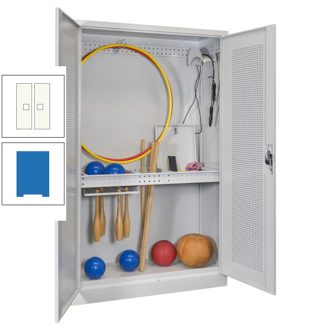 Sportschrank - Lochfeldtüren - Variante 1 - 1.950x1.200x500 mm (HxBxT) - anthrazitgrau