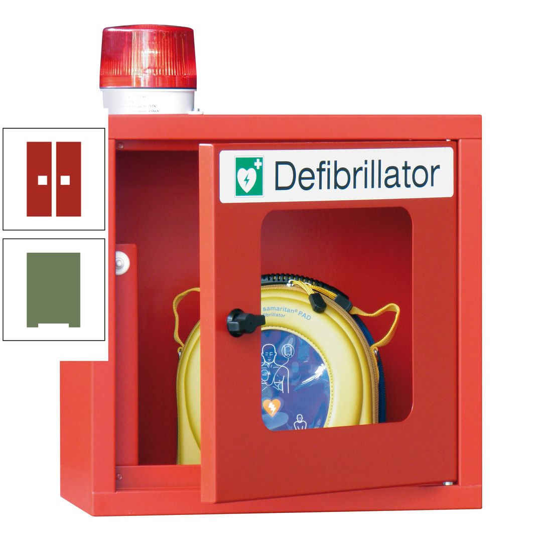 Defibrillatorenschrank mit akustischem und optischem Alarm - 490 x 400 x 200 mm (HxBxT) - Sichtfenster - anthrazitgrau