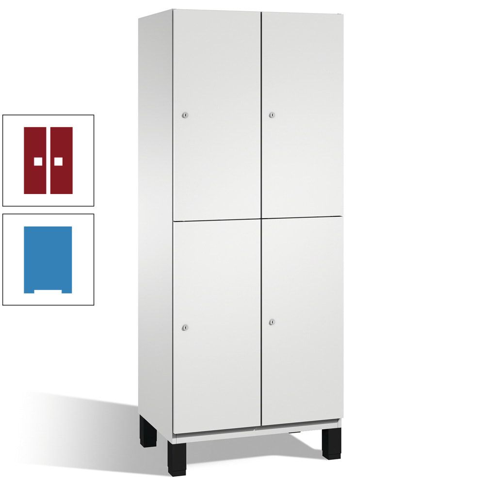 Fächerschrank, Stahlschrank, doppelstöckig, 4 Fächer, Füße, Korpus anthrazitgrau, Tür anthrazitgrau, 1.980 x 600 x 525 mm (HxBxT)