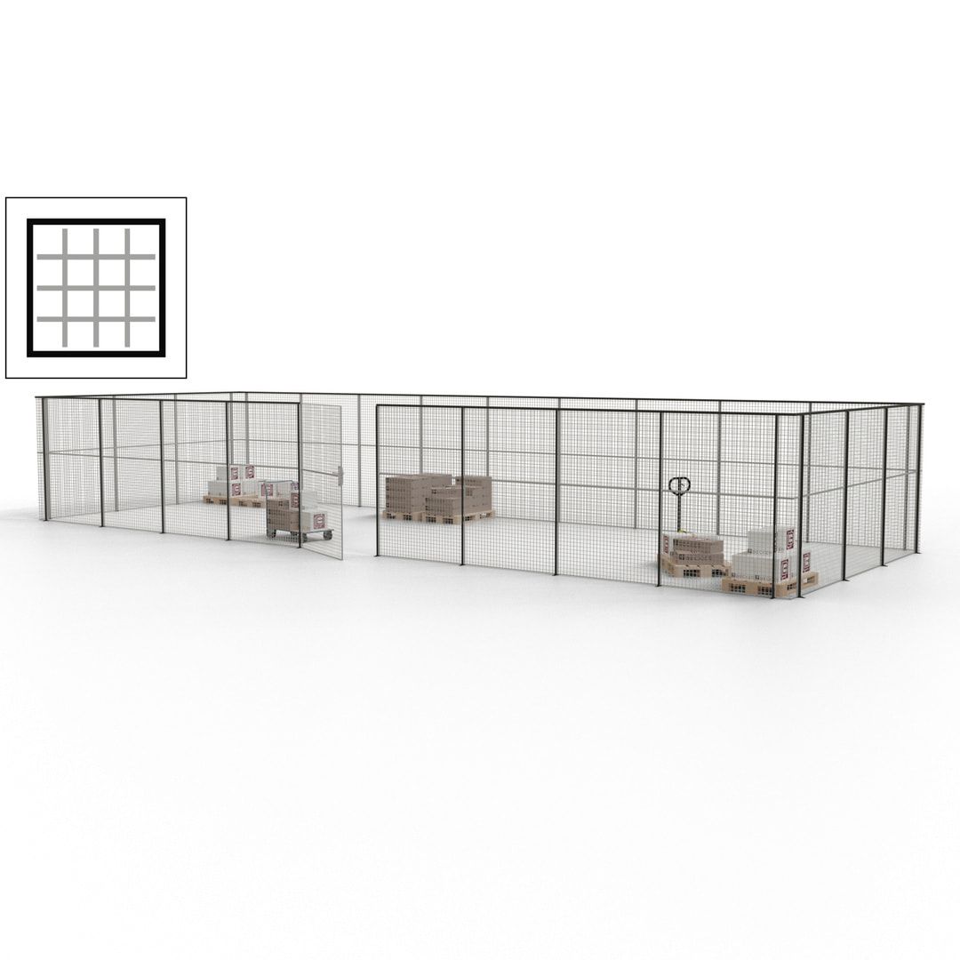 Maschinen Schutzgitter - Hallentrennwand - Sicherheitszaun - Tür - 36 m - 2.200 x 13.900 x 4.900 mm (HxBxT) - enzianblau