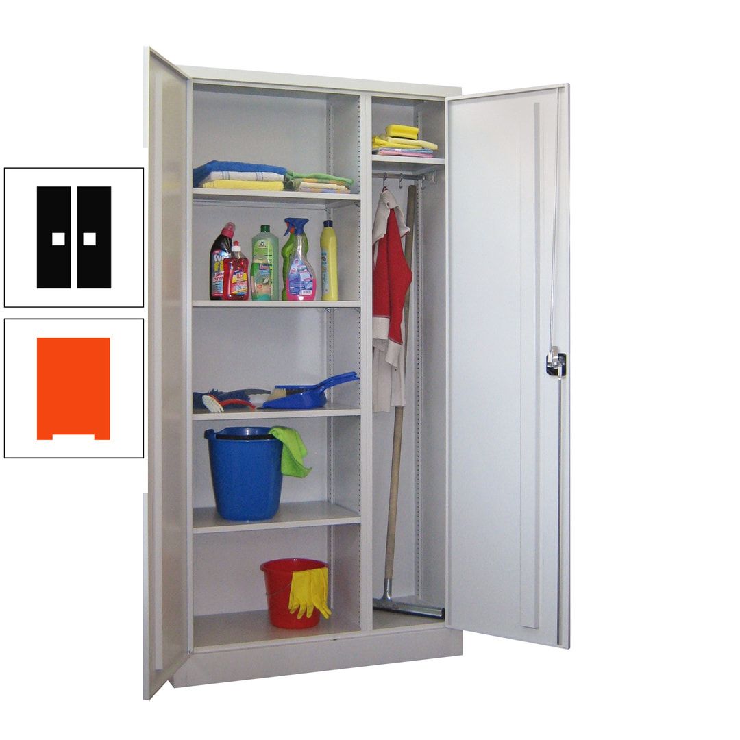 Putzschrank mit Trennwand - 1.950x1.000x400 mm (HxBxT) - Böden pulverbeschichtet - anthrazitgrau