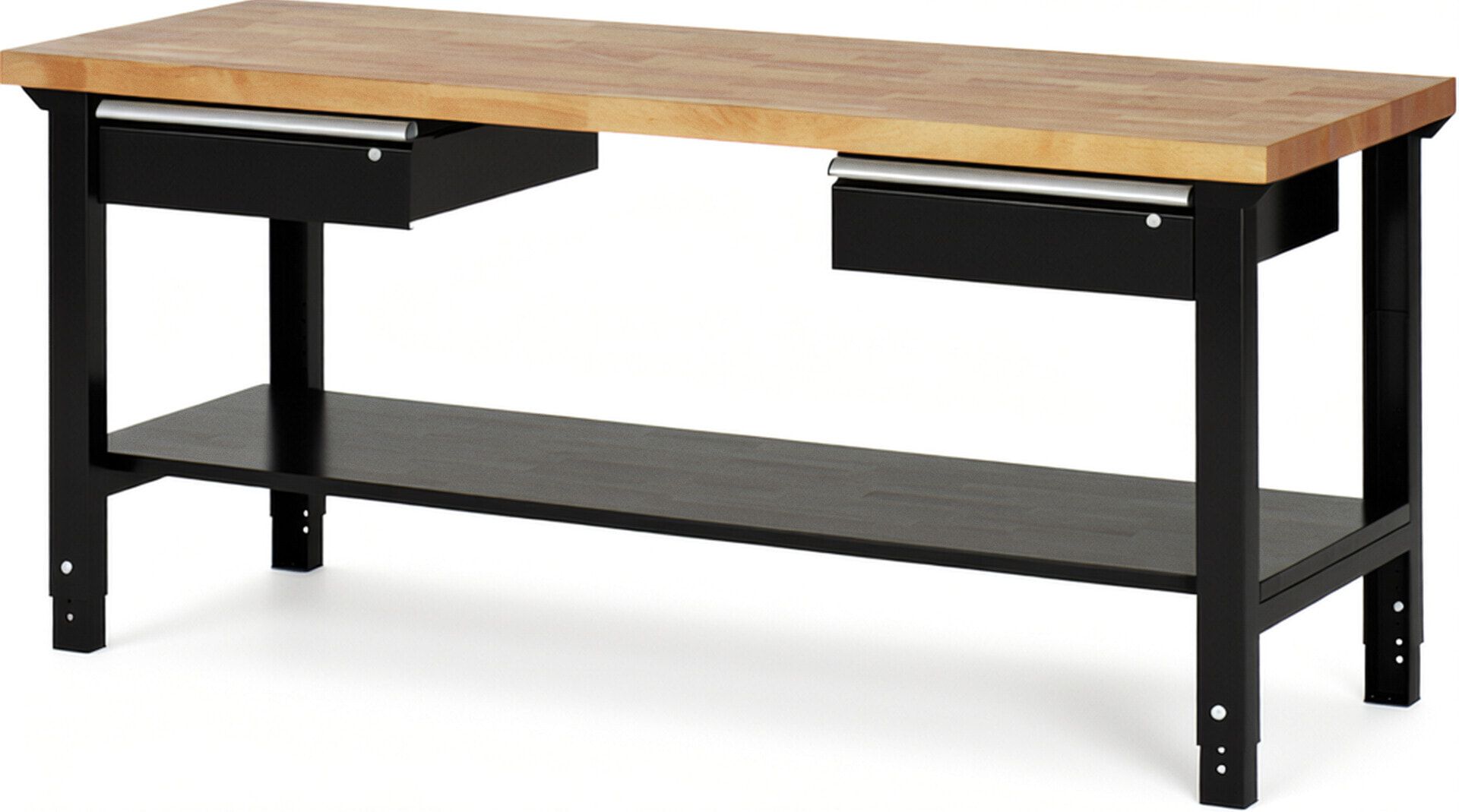 Werkbank mit Ablage - 2 Schubladen - 150:2 - höhenverstellbar 790 - 1.140 mm - 2.000 x 700 mm (BxT) - 750 kg - Buche - Anthrazitgrau
