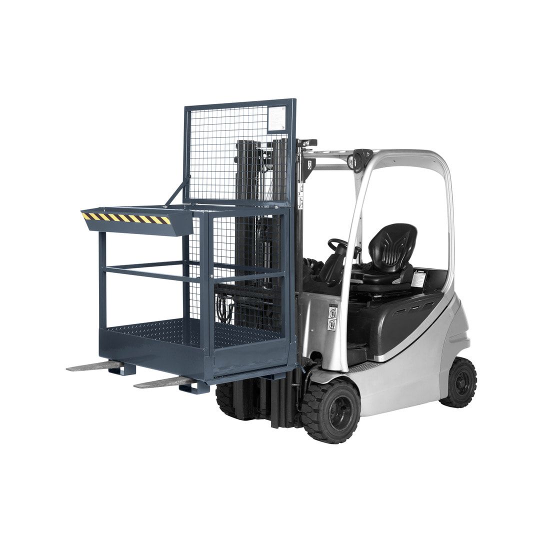 Arbeitsbühne für Stapler und Frontlader - Arbeitskorb - Montagebühne - 2 Personen - Tragkraft 300 kg - 1.910 x 1.200 x 800 mm (HxBxT) - anthrazitgrau