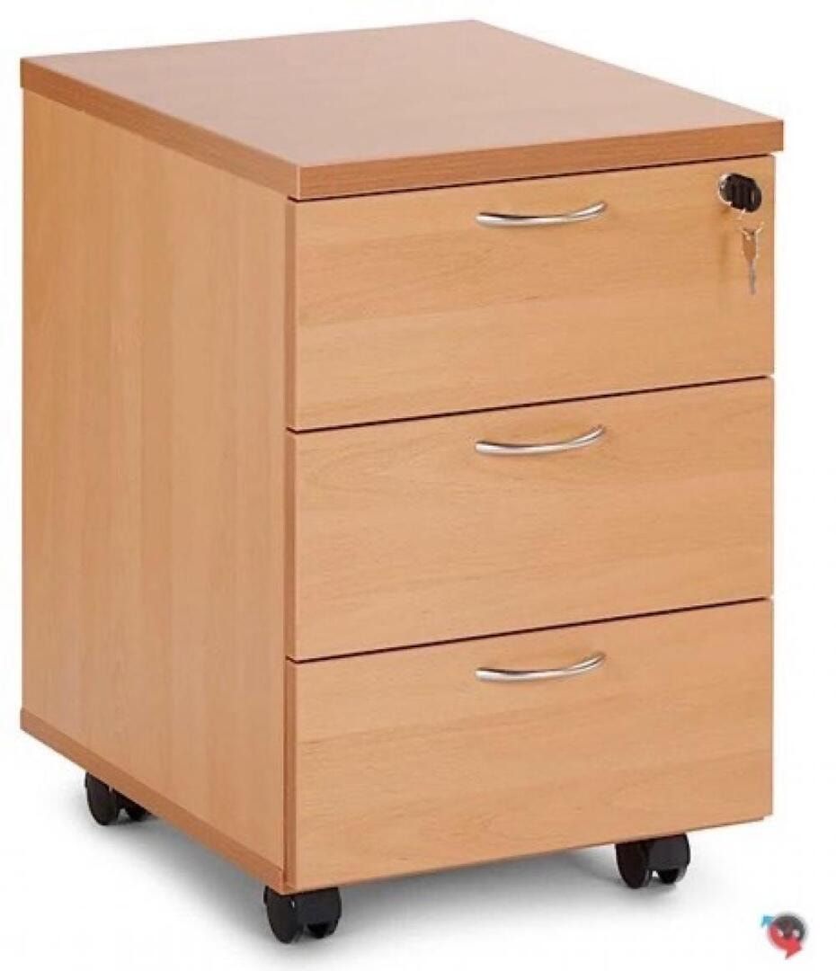 Rollcontainer - Holz - 3 Schubladen - 590 x 405 x 500 mm (HxBxT) - Ahorn