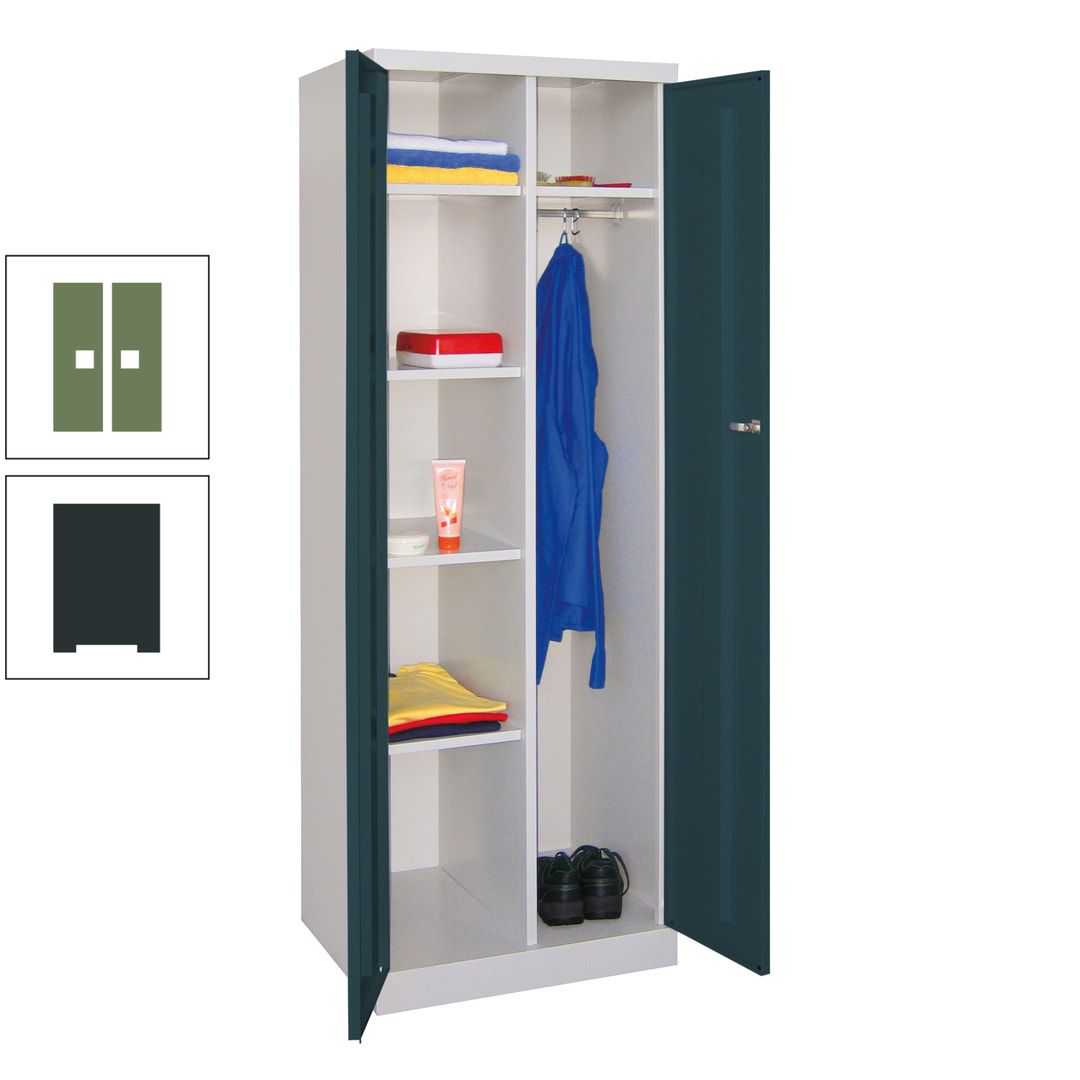 Kleiderschrank mit Sockel - Spind - 1 Abteil mit Trennwand - 1.800x600x500 mm (HxBxT) - Zylinderschloss - anthrazitgrau