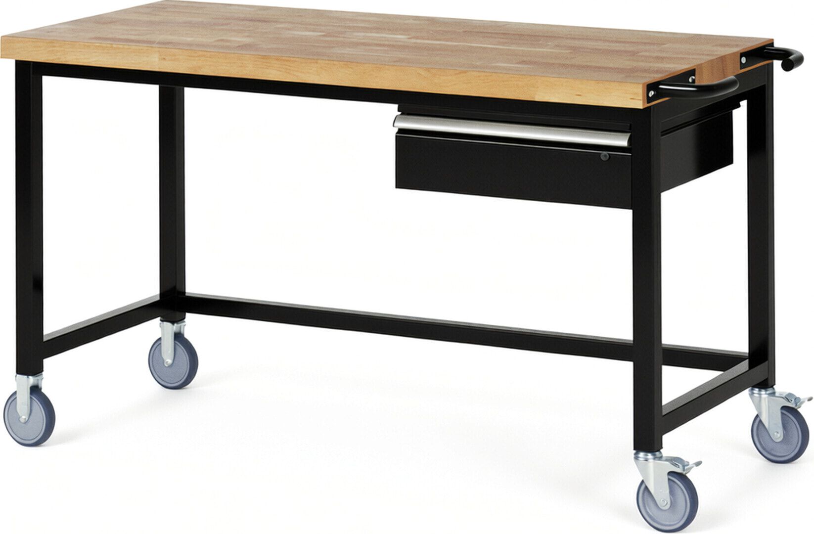 Mobile Werkbank mit 1 Schublade - 150:1 - höhenverstellbar 880-1.080 mm - 1.500 x 700 mm (BxT) - 450 kg - Buche - Anthrazitgrau