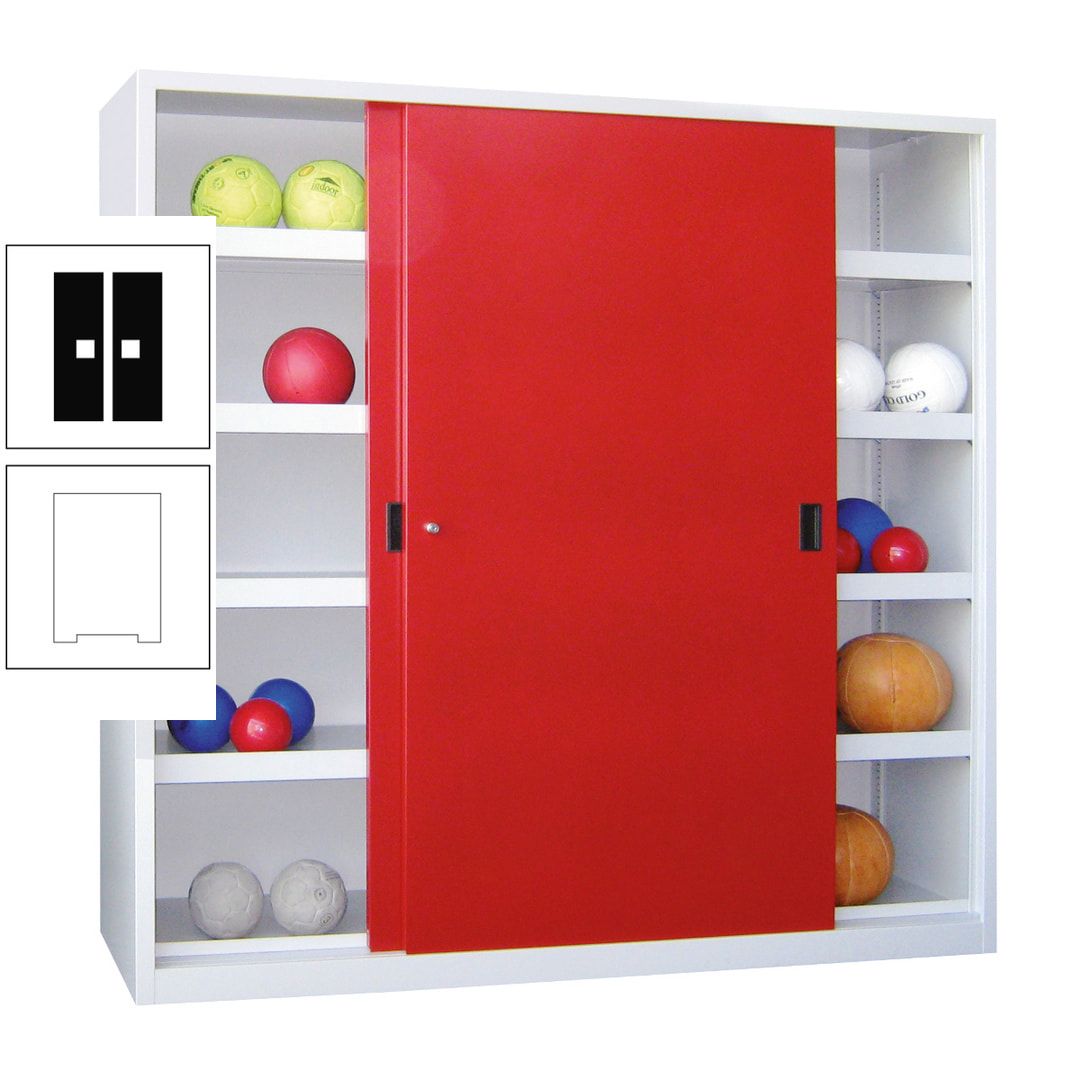 Ballschrank - Schiebetüren - Trennwand - 8 Böden - 1.950x1.500x600 mm (HxBxT) - anthrazitgrau
