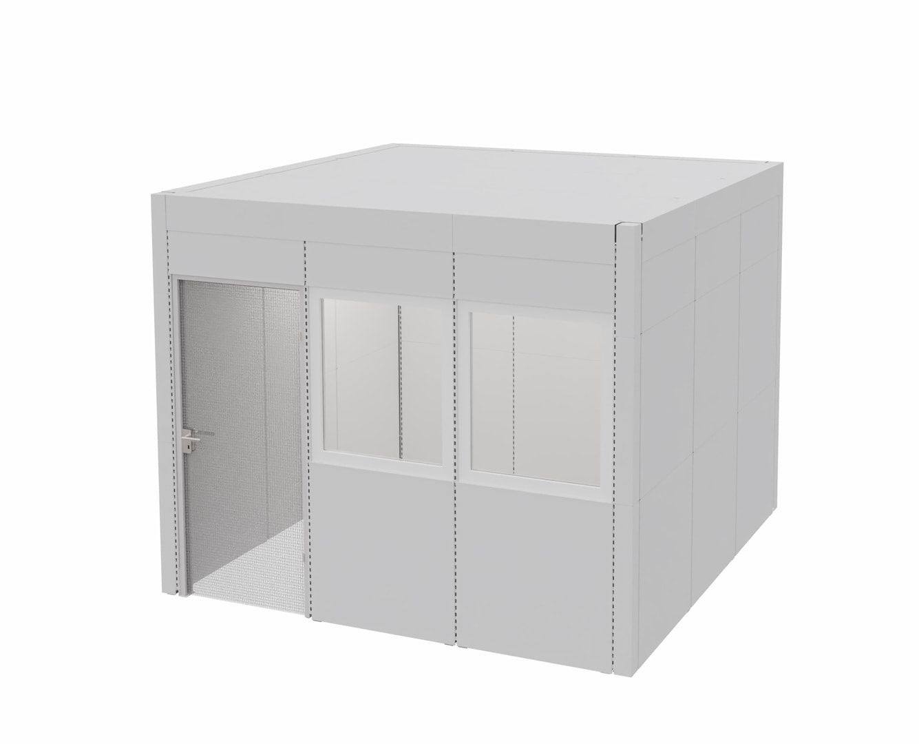 OTTOKIND Akustik-Kabine, Raumkabine, Bürokabine, ca. 12 qm, 2.610 x 4.230 x 3.230 mm (HxBxT), Schalldämmung, LED-Beleuchtung, Stahlblech, lichtgrau