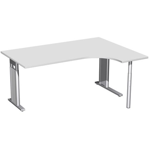 Eckschreibtisch, Ecke rechts, Füße einseitig verkürzt, C-Fuß Pro, höhenverstellbar, 680-820 x 1.600 x 1.200 mm (HxBxT), Dekor Ahorn