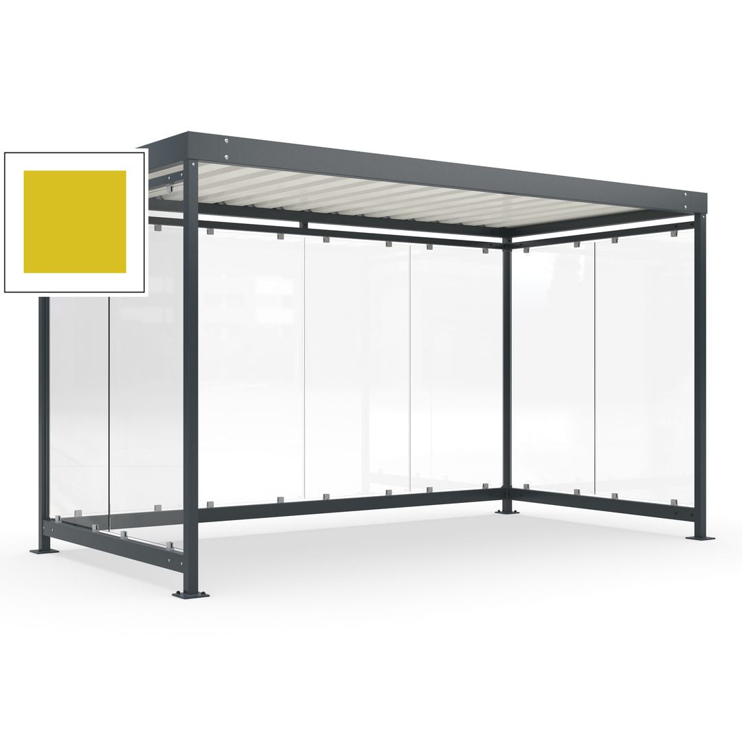 Fahrradunterstand, Fahrgastunterstand, Bushaltestelle, Bausatz, 12-13 Personen, 2.510 x 4.195 x 2.165 mm (HxBxT), 8 Wände, Achatgrau