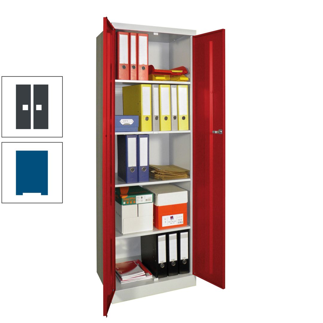 Aktenschrank - Sockel - 4 Böden - 1.800x600x500 mm (HxBxT) - Zylinderschloss - anthrazitgrau