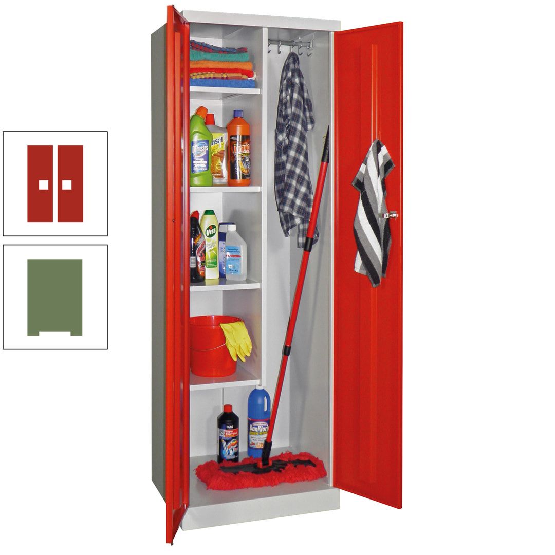 Putzschrank mit Sockel - 1 Abteil mit Trennwand - 1.800x600x500 mm (HxBxT) - Zylinderschloss - anthrazitgrau