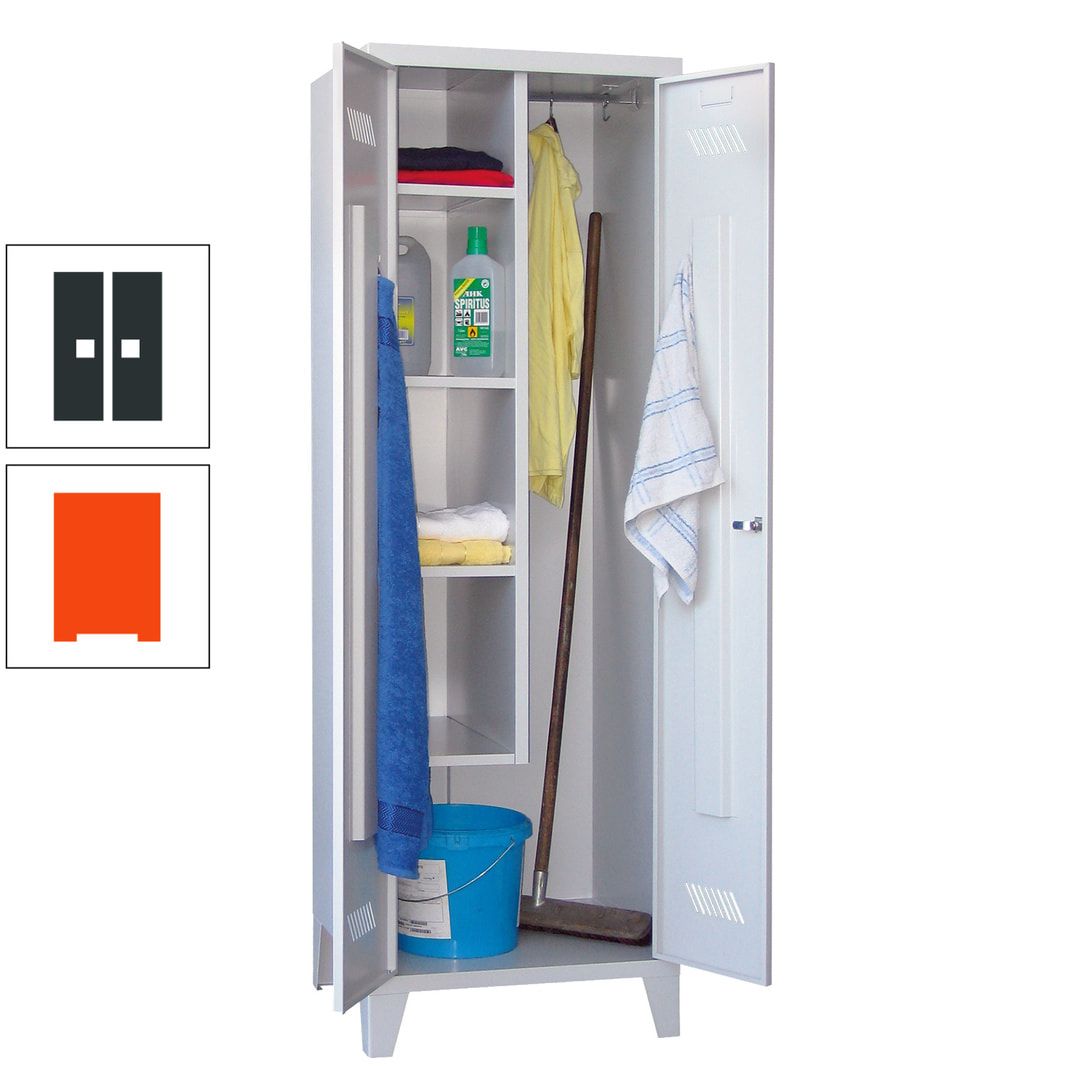 Putzschrank mit Füßen - 1 Abteil mit Trennwand - 1.850x600x500 mm (HxBxT) - Drehriegel - anthrazitgrau