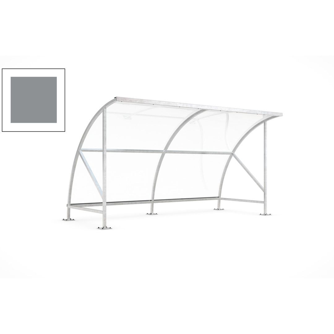Fahrradunterstand - Fahrradgarage mit Bogendach - Stahl und Kunststoff - 2.290 x 4.130 x 2.100 mm (HxBxT) - Farbe Achatgrau