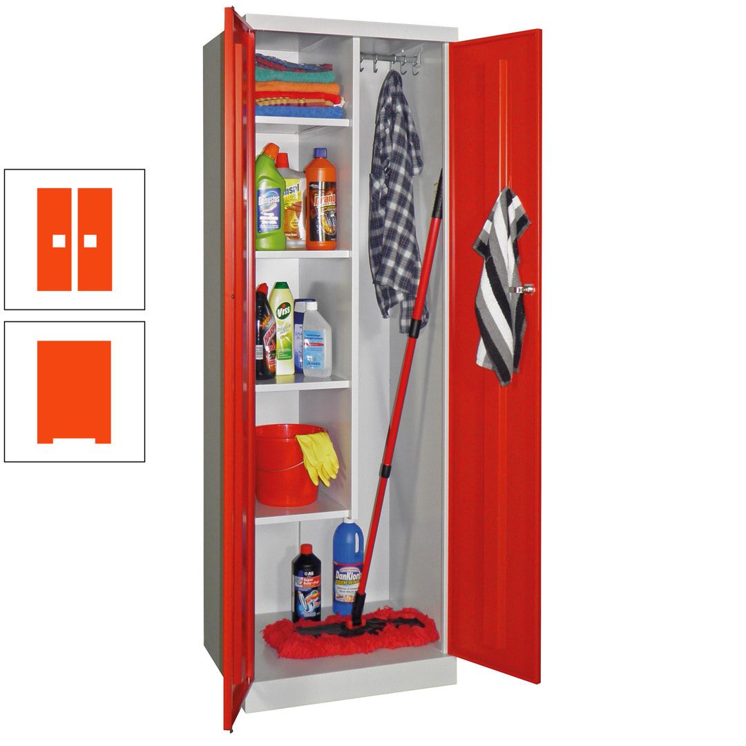 Putzschrank mit Sockel - 1 Abteil mit Trennwand - 1.800x600x500 mm (HxBxT) - Zylinderschloss - anthrazitgrau