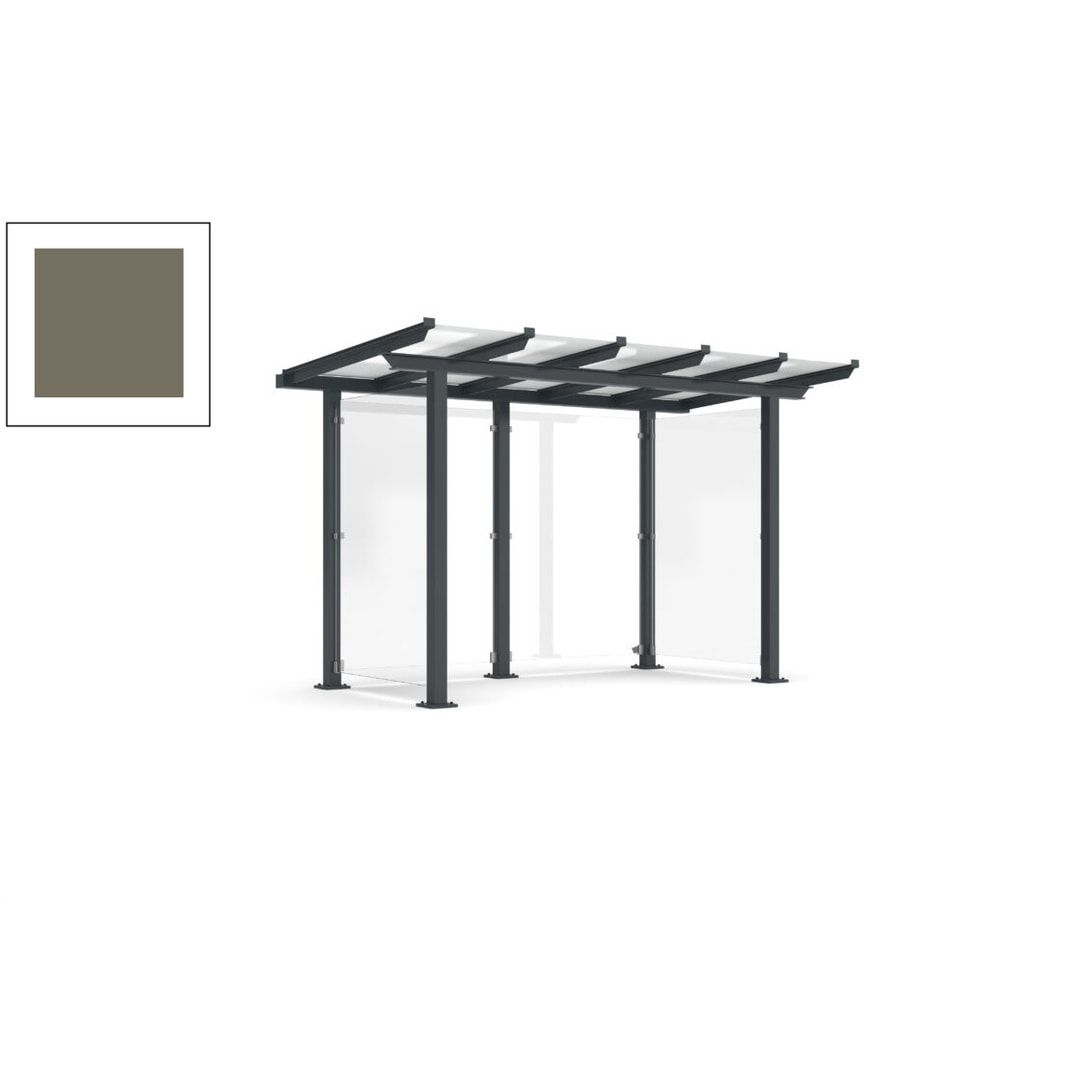 Unterstand mit Pultdach und Sicherheitsglas - feuerverzinkt und farbbeschichtet - 2.435 x 3.850 x 2.090 (HxBxT) - Farbe Achatgrau