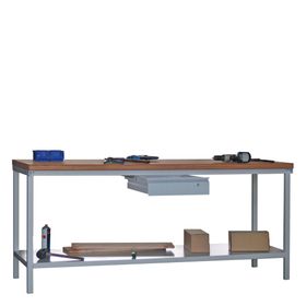 Werkbank mit Ablageboden - 1 Schublade - 900 x 2.000 x 700 mm (HxBxT) - Traglast 1.400 kg