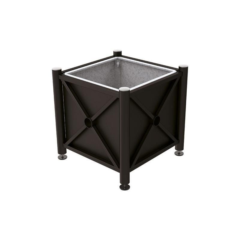 Pflanzbehälter, Stahlblech feuerverzinkt, verstellbare Füße, Innenfach feuerverzinkt, Kopf Agora, 750 x 800 x 800 mm (HxBxT), enzianblau