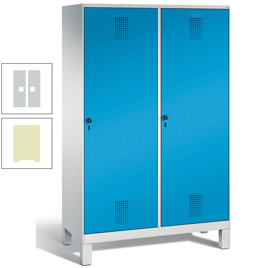 Doppel-Spind, Garderobenschrank, 2 Türen für 4 Abteile a 300 mm, Korpus anthrazitgrau, Türen anthrazitgrau, 1.850 x 1.200 x 500 mm (HxBxT)