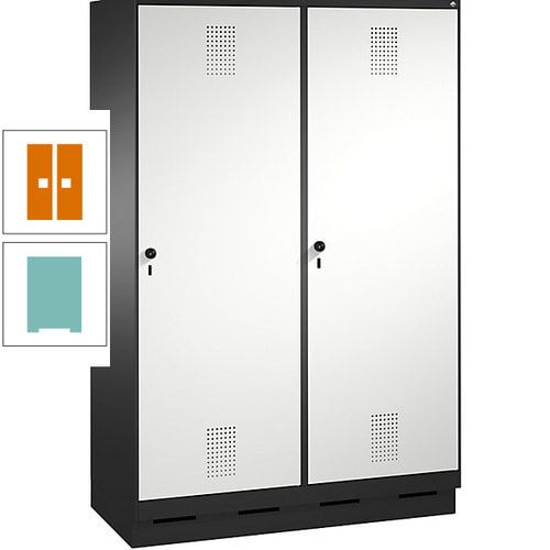 Doppel-Spind, Garderobenschrank, 2 Türen für 4 Abteile a 300 mm, Korpus anthrazitgrau, Türen anthrazitgrau, 1.800 x 1.200 x 500 mm (HxBxT)