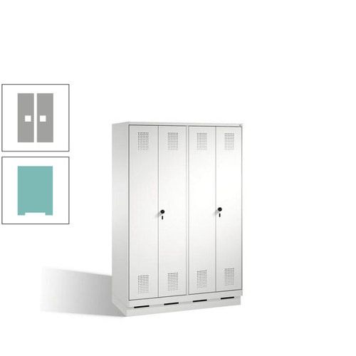 Doppel-Spind, Doppeltüren, Garderobenschrank mit Sockel, 4 Abteile a 300 mm, Korpus anthrazitgrau, Tür anthrazitgrau, 1.800 x 1.200 x 500 mm (HxBxT)