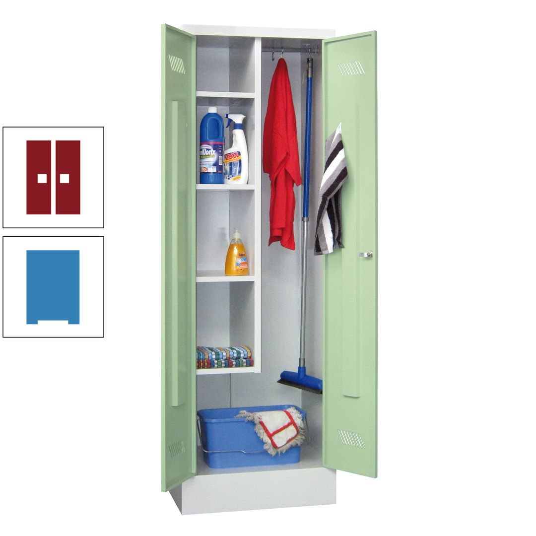 Putzschrank mit Sockel - 1 Abteil mit Trennwand - 1.850x600x500 mm (HxBxT) - Drehriegel - anthrazitgrau