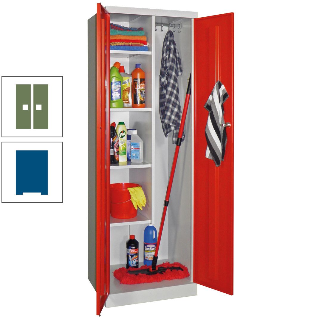 Putzschrank mit Sockel - 1 Abteil mit Trennwand - 1.800x600x500 mm (HxBxT) - Zylinderschloss - anthrazitgrau