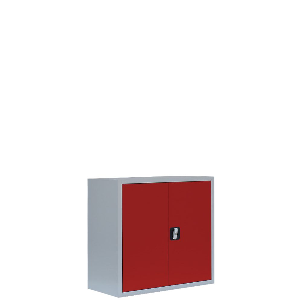 Aktenschrank, Büroschrank, abschließbar, Flügeltüren, 1 Fachboden, 750 x 800 x 383 mm (HxBxT), Stahl, Korpus und Türen in lichtgrau