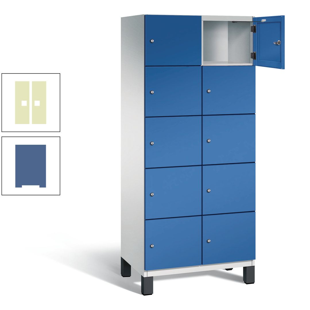 Fächerschrank, Stahlschrank, 10 Fächer, Türöffnungsbegrenzer, Füße, 1.980 x 800 x 525 mm (HxBxT), Korpus anthrazitgrau, Front anthrazitgrau