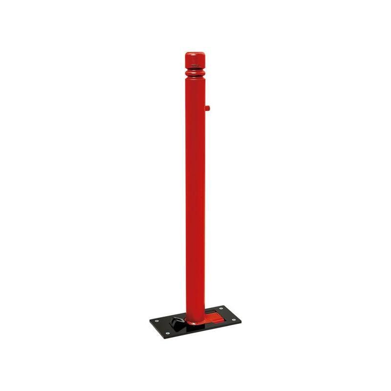 Klappbarer Pfosten mit Ringkopf - 76 x 1.082 mm (DxH) - Überfahrhöhe 98 mm - Farbe enzianblau - Absperrpfosten