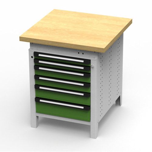 OTTOKIND Werkbank - Arbeitsplatte bündig - 850 x 605 x 750 mm (HxBxT) - 6 Schubladen - lichtgrau