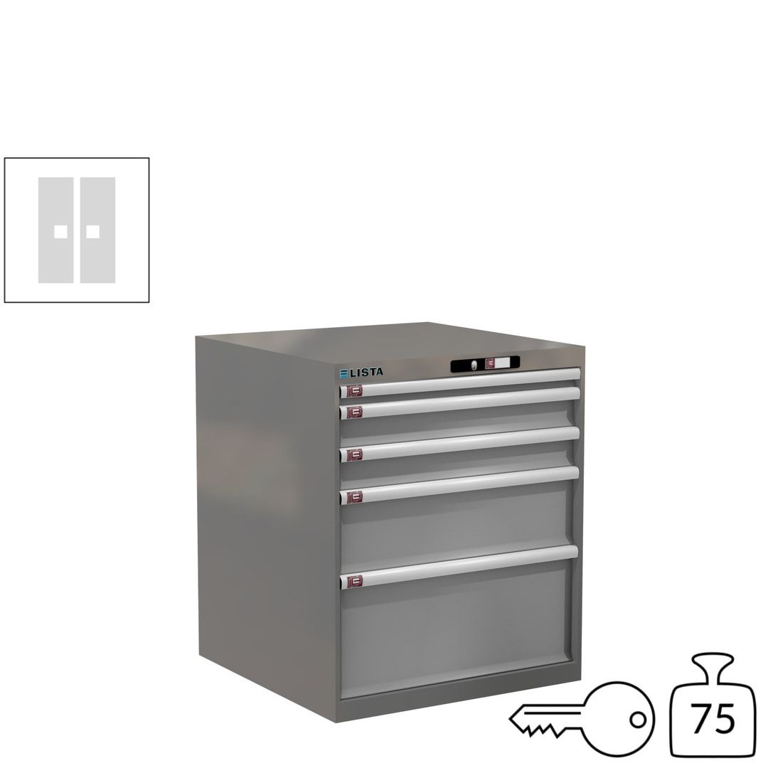 Lista Schubladenschrank - 14.411.010 - 850x717x725 mm (HxBxT) - 5 Schubladen - 75 kg - Key Lock - lichtblau (RAL 5012)
