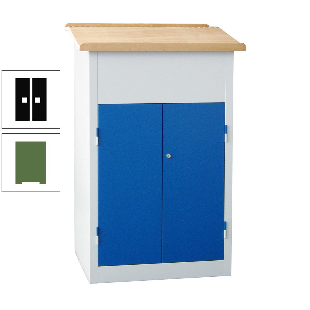 Stehpult mit Schrank - Vollblechtür - Zylinderschloss - 2 Böden - 1.200 x 700 x 600 mm (HxBxT) - anthrazitgrau