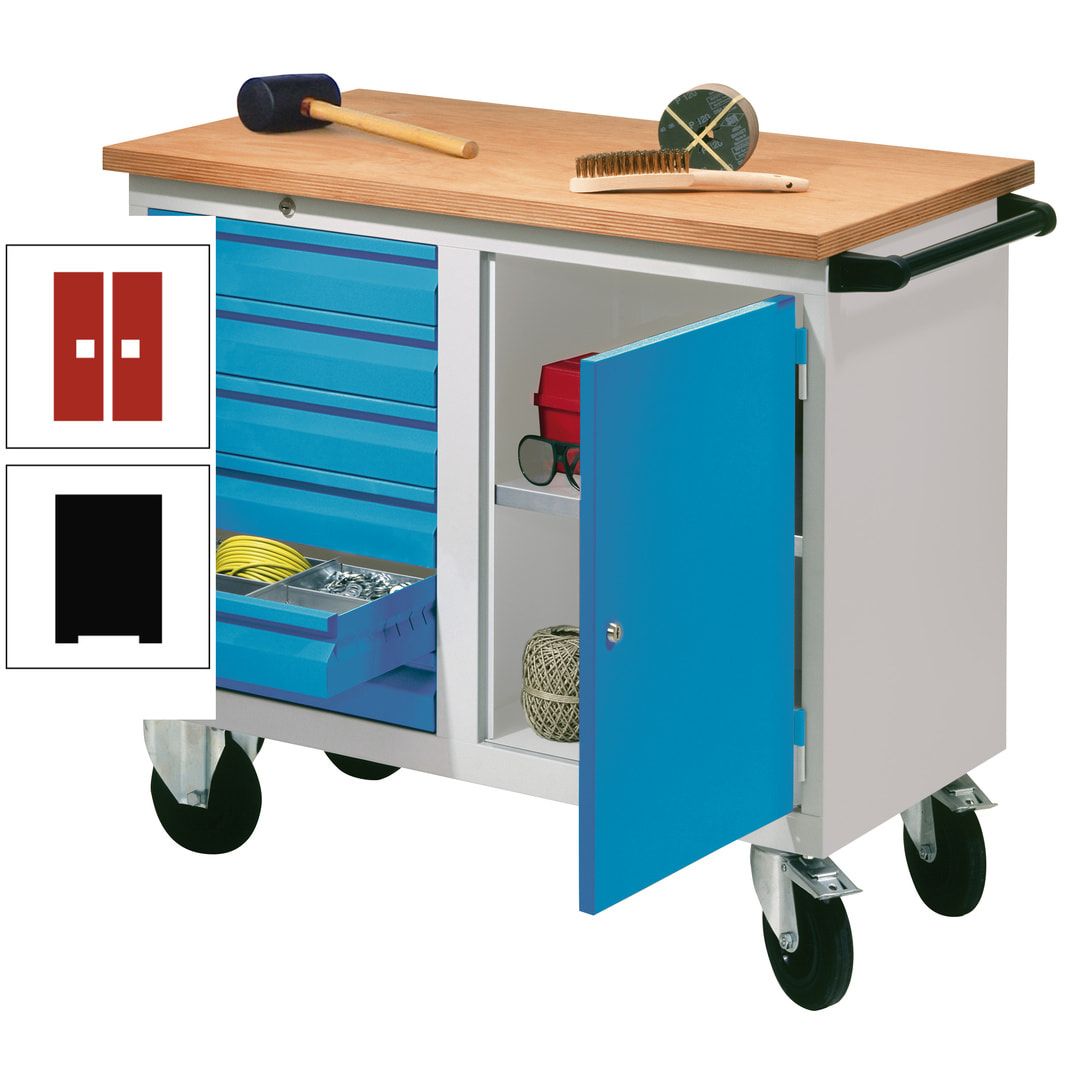 Mobile Werkbank - Werkstattwagen - 915 x 1.090 x 600 mm - 6 Schubladen und Schrankfach - anthrazitgrau