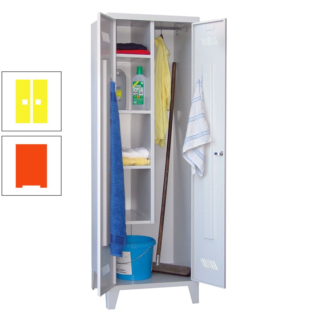 Putzschrank mit Füßen - 1 Abteil mit Trennwand - 1.850x600x500 mm (HxBxT) - Drehriegel - anthrazitgrau