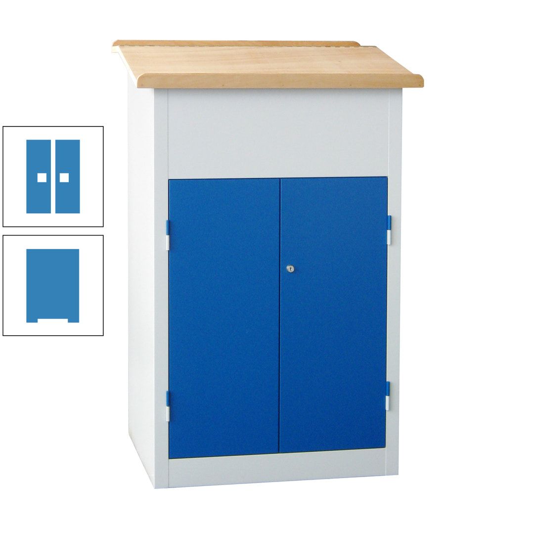 Stehpult mit Schrank - Vollblechtür - Zylinderschloss - 2 Böden - 1.200 x 700 x 600 mm (HxBxT) - anthrazitgrau