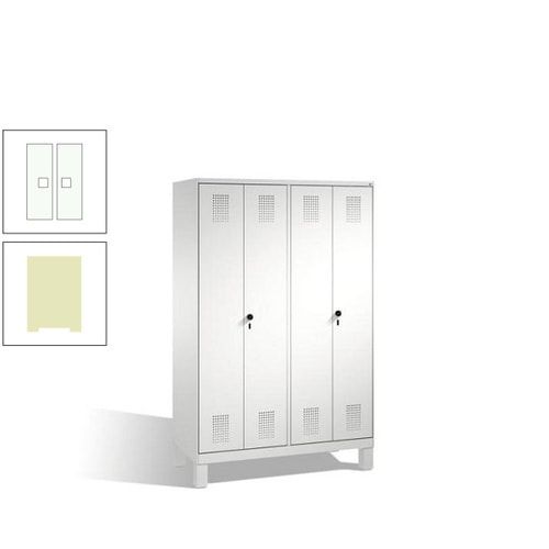 Doppel-Spind, Doppeltüren, Garderobenschrank mit Füßen, 4 Abteile a 300 mm, Korpus anthrazitgrau, Tür anthrazitgrau, 1.850 x 1.200 x 500 mm (HxBxT)