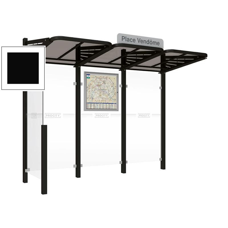 Buswartehalle - Unterstand - modular - Fahrplankasten - Haltestellenschild - Seitenwand links- 2.200 x 3.000 x 1.500 mm (HxBxT) - enzianblau