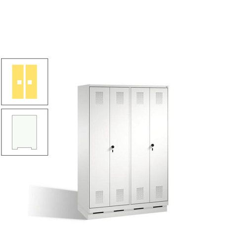 Doppel-Spind, Doppeltüren, Garderobenschrank mit Sockel, 4 Abteile a 300 mm, Korpus anthrazitgrau, Tür anthrazitgrau, 1.800 x 1.200 x 500 mm (HxBxT)