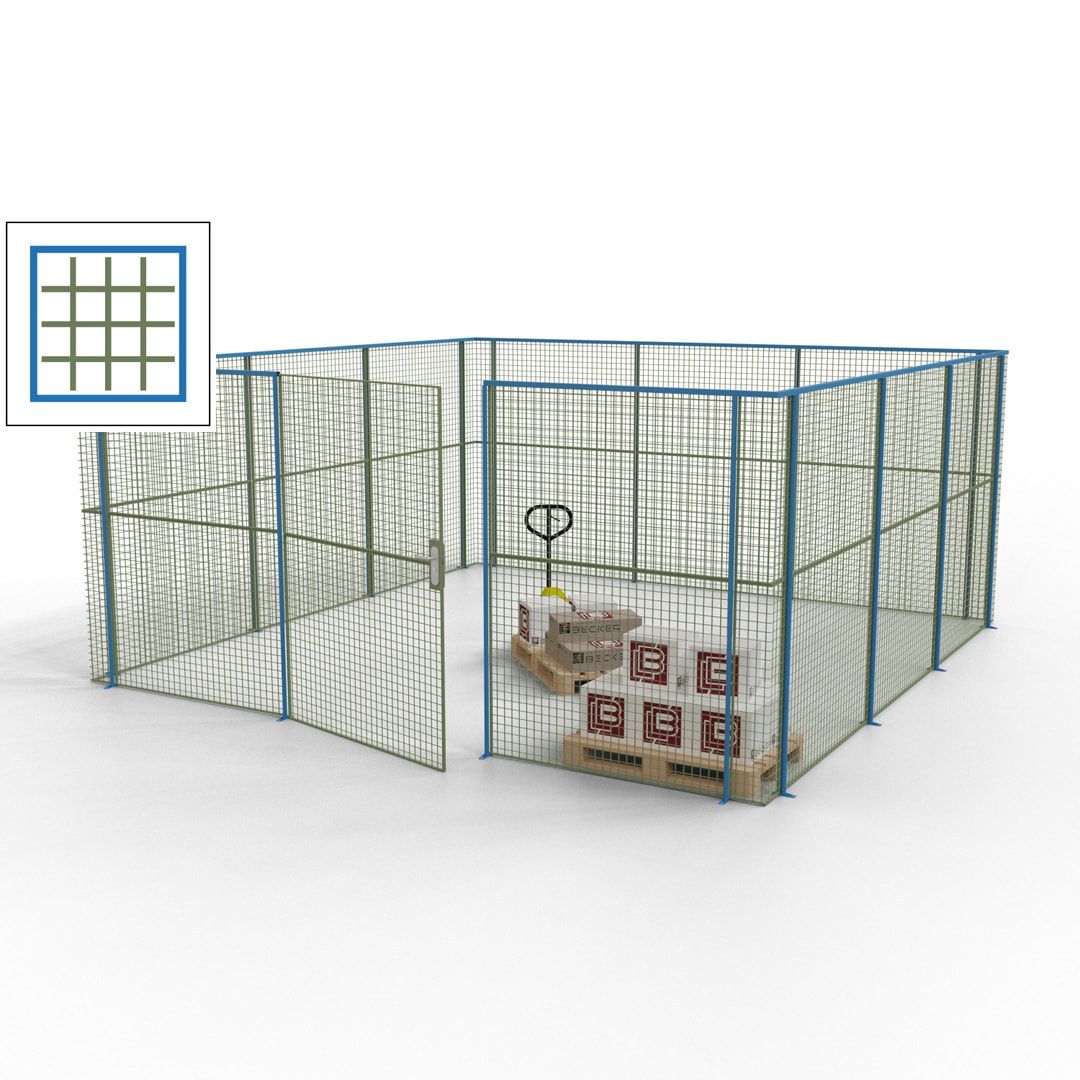 Maschinen Schutzgitter - Hallentrennwand - Sicherheitszaun - Tür - 18 m - 2.200 x 4.900 x 4.900 mm (HxBxT) - enzianblau