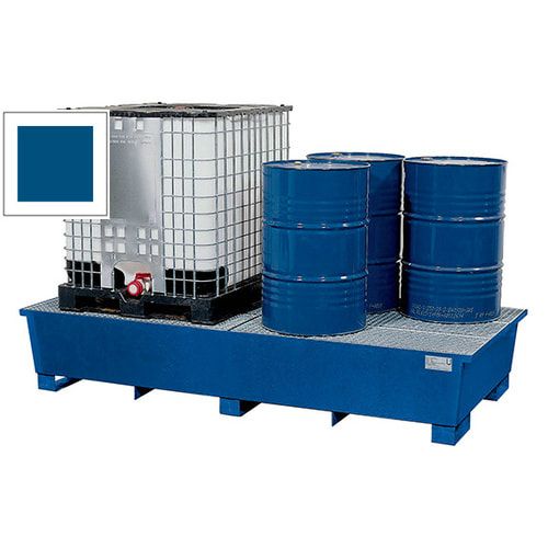Auffangwanne für 2 IBC - 1.000 l - 1 Abfüllbock - 950 x 2.680 x 1.300 mm (HxBxT) - enzianblau