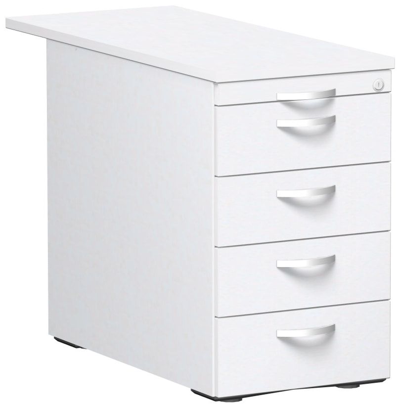 Standcontainer, 4 Schubladen, Ordnungsfach, Zentralverschluss, 720 x 438 x 800 (1.000) mm (HxBxT), Front Ahorn, Oberboden Ahorn, Korpus Ahorn