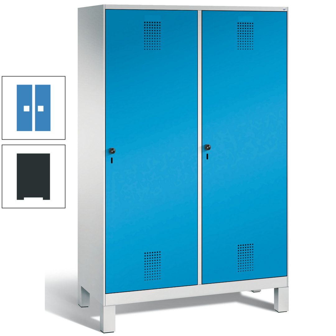 Doppel-Spind, Garderobenschrank, 2 Türen für 4 Abteile a 300 mm, Korpus anthrazitgrau, Türen anthrazitgrau, 1.850 x 1.200 x 500 mm (HxBxT)